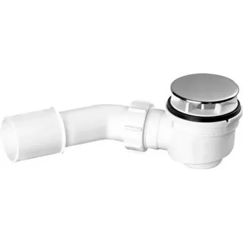 DEANTE Sifone per canale doccia con apertura di pulizia superiore, scarico 50 mm, cromato