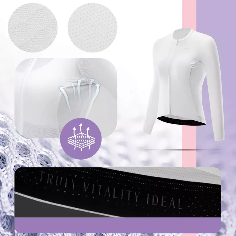 ROCKBROS maglia da ciclismo a maniche lunghe donna TVI bianco S