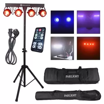 LIGHT4ME LED BAR COB PAR 4x30W faretto PAR LED RGB con stativo e custodia protettiva