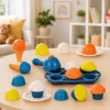 LEAN TOYS Set gelateria in legno ecologico per bambini 26 pezzi