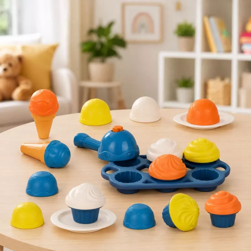 LEAN TOYS Set gelateria in legno ecologico per bambini 26 pezzi