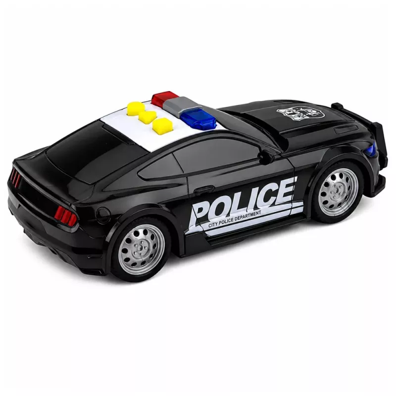 LEAN TOYS Auto della polizia con luce e suono, nera, scala 1:32
