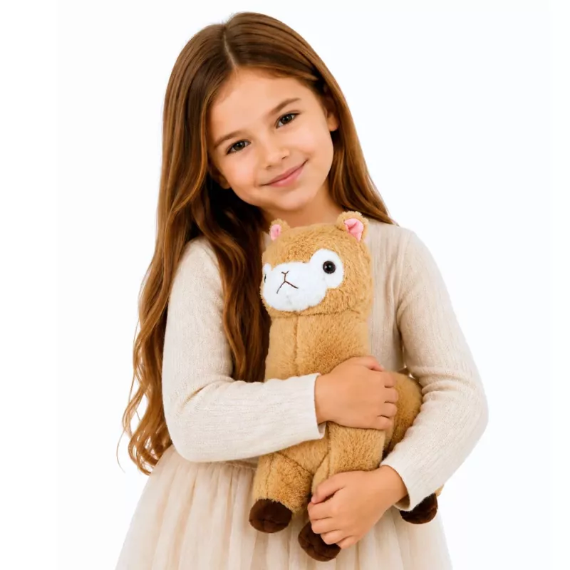LEAN TOYS Peluche alpaca lama da coccolare peluche pelo morbido crema 38 cm