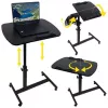 NN D2 Tavolino da notte regolabile su ruote con piano inclinabile, bianco/nero, 60x40 cm