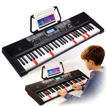 MK 2115 Tastiera portatile didattica 37 tasti pianoforte elettronico con 8 timbri, 8 ritmi, 4 brani demo, ingresso microfono, nero
