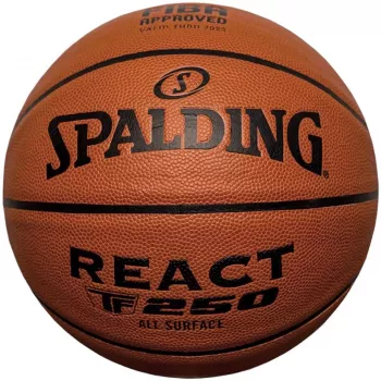 Spalding React TF-250 pallone da basket approvato FIBA, taglia 7, pelle composita Performance, indoor/outdoor