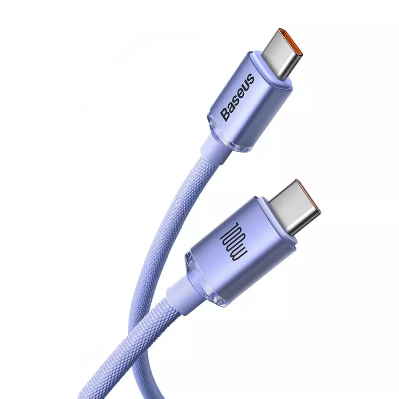 Baseus USB-C a USB-C Crystal Shine cavo ricarica rapida e dati 100W PD, 1,2 m, viola