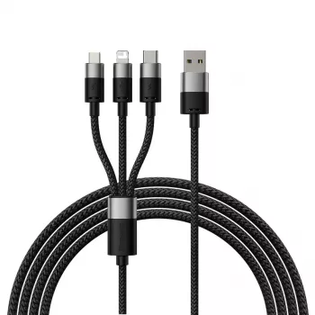Baseus StarSpeed cavo multi-ricarica USB 3-in-1 USB-C + Micro USB + Lightning 3.5A 1,2m nero
