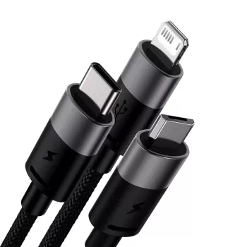 Baseus StarSpeed cavo multi-ricarica USB 3-in-1 USB-C + Micro USB + Lightning 3.5A 1,2m nero