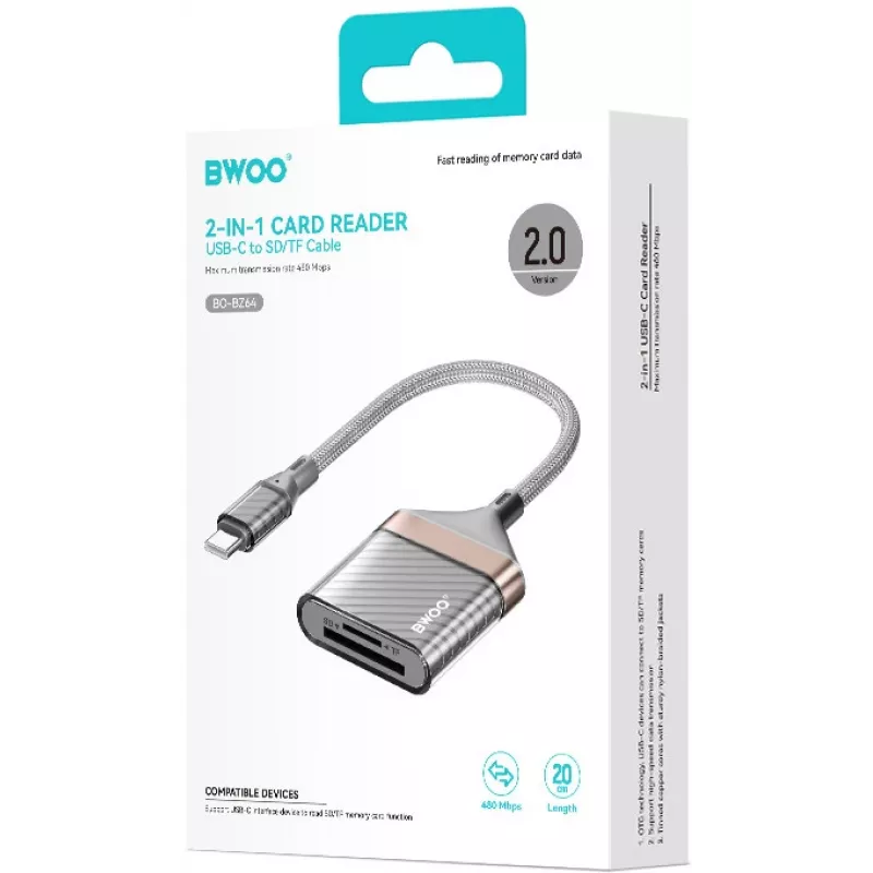 BWOO lettore di schede SD/TF 2 in 1 USB-C (BO-BZ64)