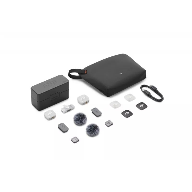 DJI Mic Mini 2 sistema microfonico wireless (2 TX + 1 RX mobile + custodia di ricarica), bianco