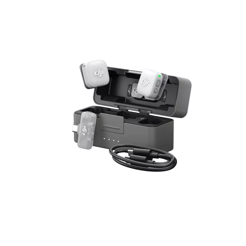 DJI Mic Mini 2 sistema microfonico wireless (2 TX + 1 RX mobile + custodia di ricarica), bianco