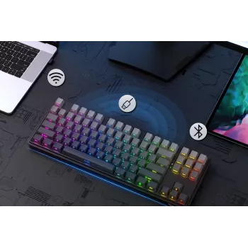 Redragon StarBlade K707SP-RGB-PRO Tastiera meccanica da gaming, switch rossi, RGB per tasto, formato completo, USB con filo, poggiapolsi rimovibile, Nero
