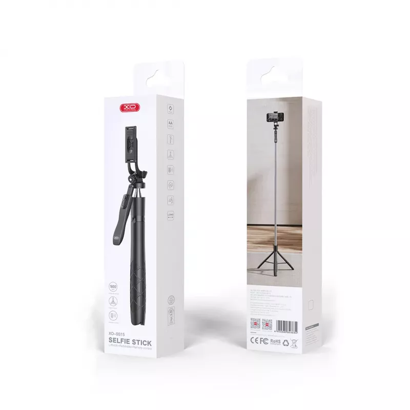 XO SS15 Bastone selfie treppiede Bluetooth, 180 cm, Nero