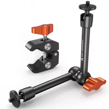 KF Magic Arm + Super Clamp kit di montaggio con filettatura 1/4 di pollice e 3/8 di pollice, morsetto 15-55 mm, nero
