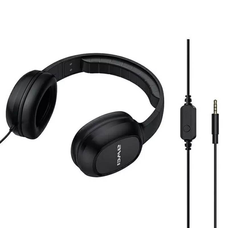 Cuffie gaming over-ear AWEI GM-6 con microfono, jack 3,5 mm con filo, driver 40 mm, nero