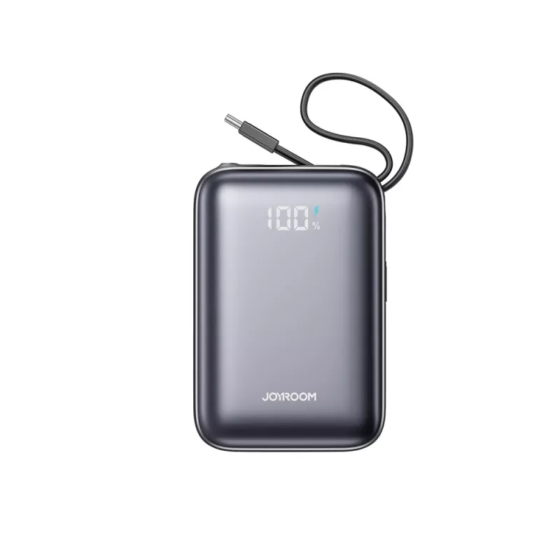Powerbank JOYROOM JR-PBF29 20000mAh 22.5W con display digitale e cavi Dual Type-C integrati - nero