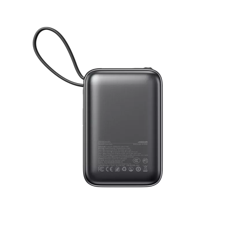Powerbank JOYROOM JR-PBF29 20000mAh 22.5W con display digitale e cavi Dual Type-C integrati - nero