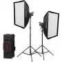 Godox Litemons LA200D K2 set monolight LED luce diurna a 2 luci con softbox, stativi e borsa da trasporto