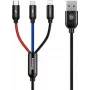 Baseus Primary Colors cavo 3-in-1 USB 2.0 Type-A su Micro, USB-C e Lightning 30cm nero/rosso/blu