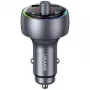 USAMS CC328 Caricabatterie da auto con trasmettitore FM Bluetooth 30W con USB-C PD e USB-A QC3.0, vivavoce, display LED, nero