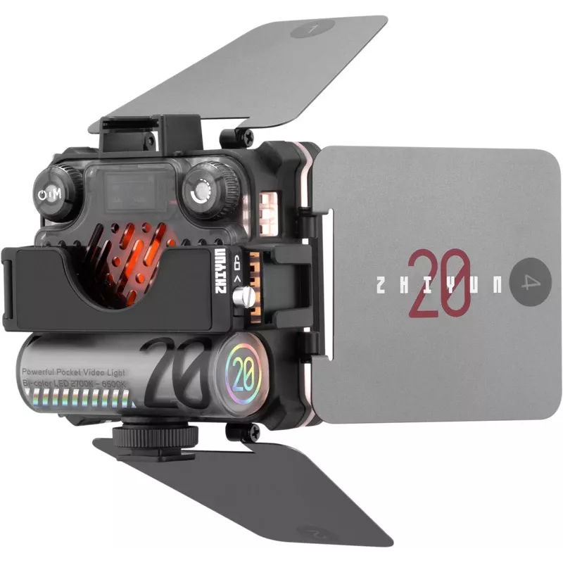 Set luce video LED bi-color Zhiyun M20 Combo 20W con RGB, mini treppiede, diffusore, griglia, bandiere
