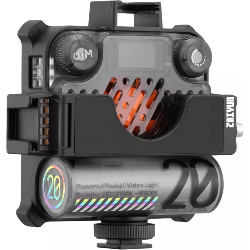 Set luce video LED bi-color Zhiyun M20 Combo 20W con RGB, mini treppiede, diffusore, griglia, bandiere