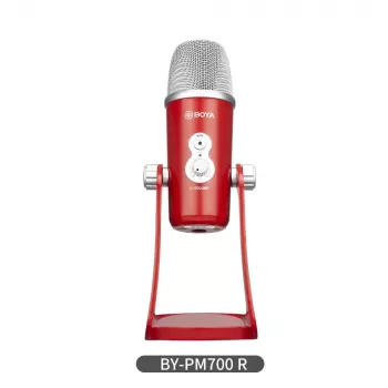 Microfono a condensatore USB BOYA BY-PM700R con pattern omnidirezionale, cardioide, a figura di otto e stereo, uscita cuffie 3,5 mm, controllo del volume, tasto di mute e treppiede da tavolo integrato