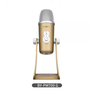 Microfono a condensatore USB BOYA BY-PM700G con 4 pattern polari, 24 bit/48 kHz, controllo di gain e mute, monitoraggio in cuffia, per PC/Mac