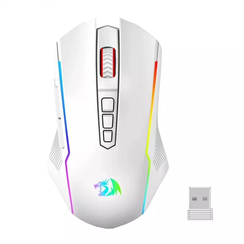 Redragon M914W-RGB NIX Mouse gaming wireless, 5000 DPI, Bianco