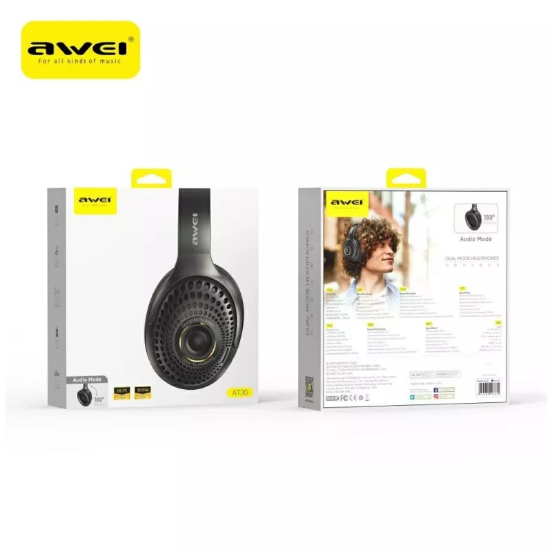 AWEI AT30 Bluetooth 6.0 Cuffie wireless, Nero