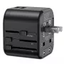 USAMS T55 caricabatterie da viaggio universale 2xUSB 12W US/AU/EU/UK nero CC173TC01