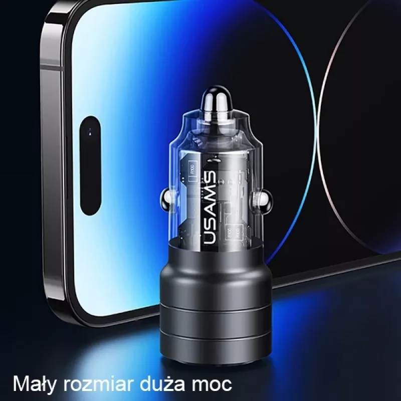 USAMS C36 95W caricabatterie auto a ricarica rapida USB + USB-C nero CC176CC01 (US-CC176)