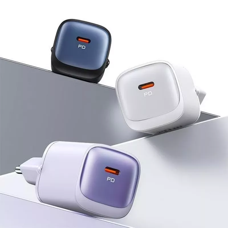 USAMS CC251 30W GaN USB-C caricabatterie a ricarica rapida HC Serie viola