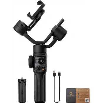 Zhiyun Smooth 5S AI gimbal per smartphone con luce da riempimento magnetica, stabilizzatore a 3 assi, carico utile 300g, nero