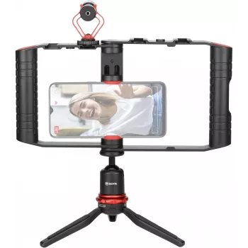 BOYA BY-VG380 kit video per smartphone con microfono BY-MM1 Pro, luce LED e treppiede per vlogging, live streaming e riprese mobili