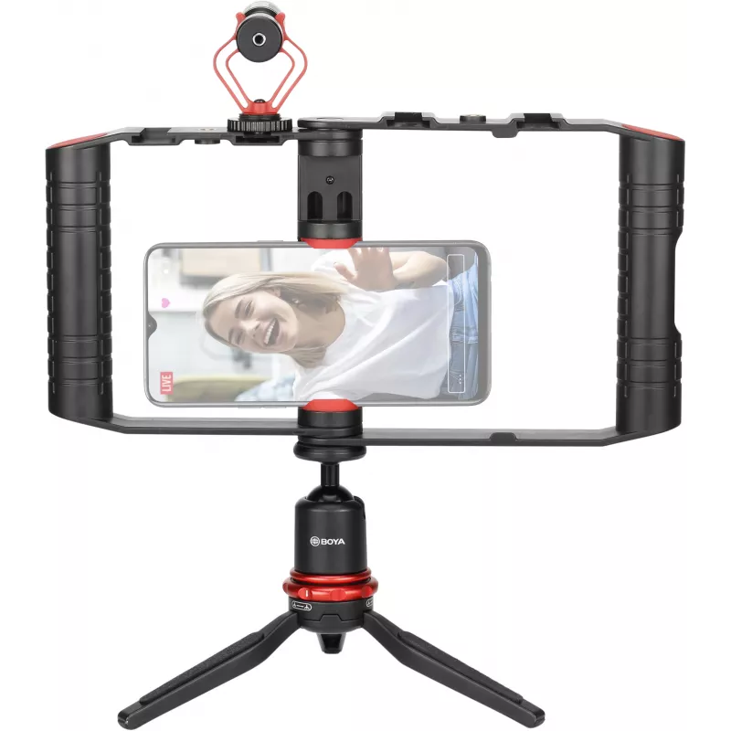 BOYA BY-VG380 kit video per smartphone con microfono BY-MM1 Pro, luce LED e treppiede per vlogging, live streaming e riprese mobili
