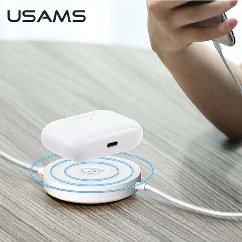 USAMS US-CC096 caricabatterie wireless Qi 10W con cavo Lightning - nero