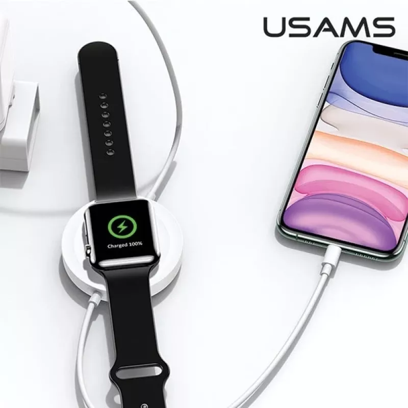 USAMS US-CC096 caricabatterie wireless Qi 10W con cavo Lightning - nero