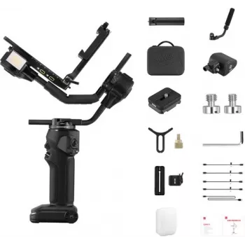 ZHIYUN CRANE 4 COMBO stabilizzatore gimbal 3 assi per fotocamera con carico utile 6kg, batteria 12h, touchscreen e luce di riempimento, nero