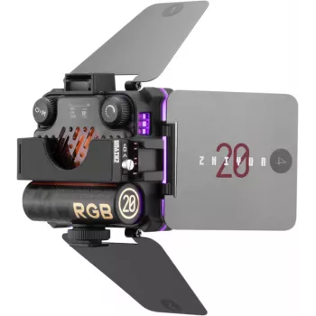 Zhiyun M20C COMBO luce di riempimento LED RGB con fissaggio magnetico, 20W, 2700K-6500K, CRI≥95, display OLED, controllo tramite app Bluetooth, mini treppiede, diffusore, grid, custodia