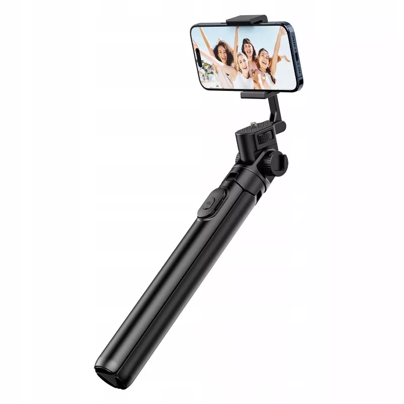 ULANZI MT-70 Monopiede selfie stick a treppiede in alluminio a 5 sezioni con telecomando Bluetooth rimovibile, doppio supporto per telefono e vite da 1/4 di pollice, estensibile fino a 880 mm, nero