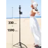 ULANZI MT-70 Monopiede selfie stick a treppiede in alluminio a 5 sezioni con telecomando Bluetooth rimovibile, doppio supporto per telefono e vite da 1/4 di pollice, estensibile fino a 880 mm, nero
