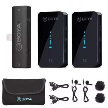 Boya BY-XM6-S4 sistema microfonico wireless per iOS con Lightning, 2 trasmettitori (BY-XM6-S4)