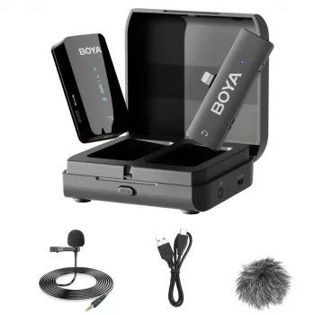 BOYA BY-XM6-K3 Sistema microfono lavalier wireless 2,4-GHz per dispositivi iOS con connettore Lightning