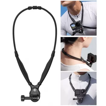 ULANZI ZJ09 supporto magnetico da collo per action camera - rotazione 360°, POV a mani libere, fascia in silicone flessibile, compatibile con GoPro/DJI/Insta360