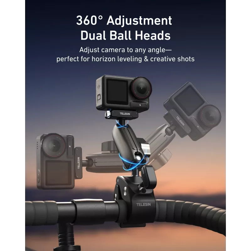 TELESIN Magic Arm Clamp Mount per DJI Osmo Action 5 Pro/4/3, Osmo 360, GoPro, Insta360 – S3-HBM-14-TDJ