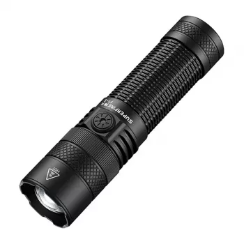 SUPERFIRE F1-S torcia LED ricaricabile 1500 lumen con zoom telescopico, 5 modalità, IP44, nera