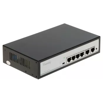 Switch PoE Tiandy TC-P3S06 4 porte con 2 porte uplink, budget 65W, IEEE 802.3af/at, unmanaged, montaggio desktop/parete
