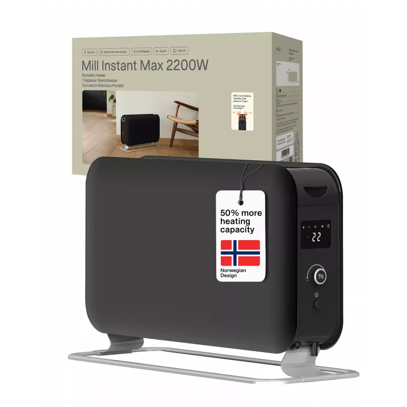 Mill Instant Max LED termoconvettore mobile, 2200 W, nero